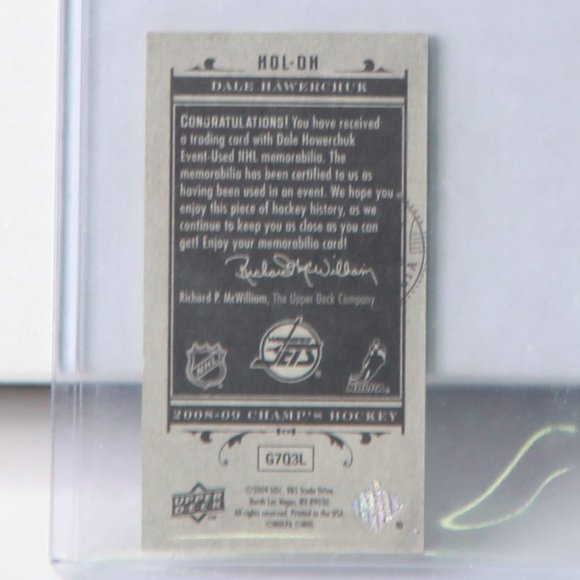 Dale Hawerchuk Mini Champ's Hall of Legends Event Worn Jersey Card Winnipeg Jets - Picture 4 of 4